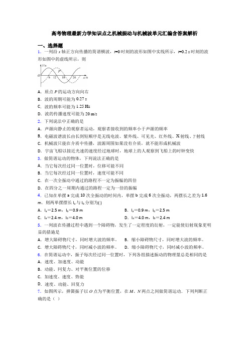 高考物理最新力学知识点之机械振动与机械波单元汇编含答案解析