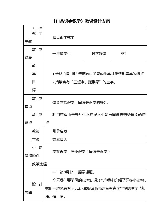 《归类识字教学》微课设计方案