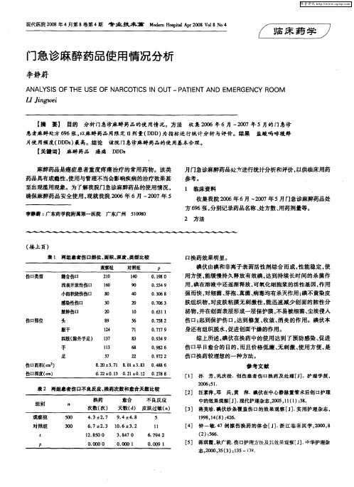 门急诊麻醉药品使用情况分析