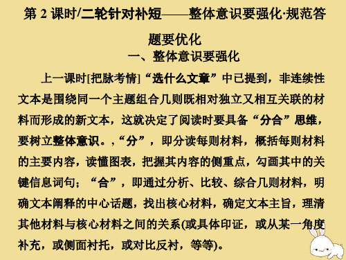 2020版高考语文二轮复习专题二非连续性文本阅读第2课时二轮针对补短——整体意识要强化规范答题要优化课件