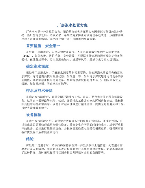 厂房泡水处置方案