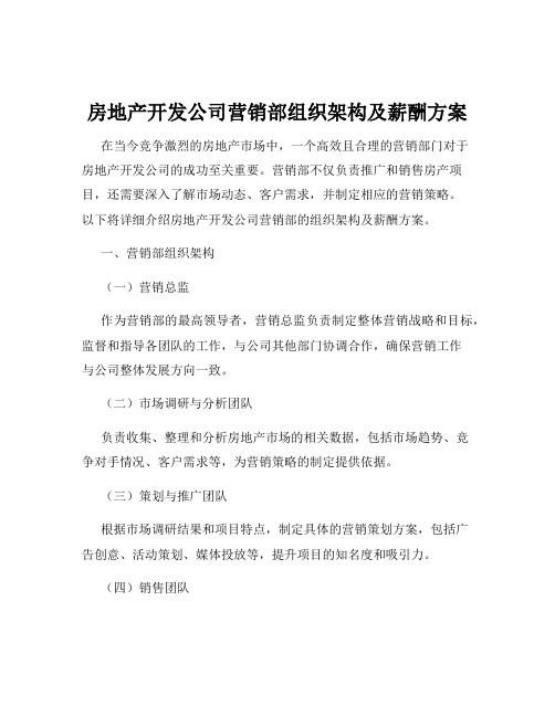 房地产开发公司营销部组织架构及薪酬方案