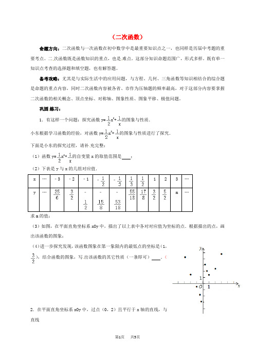 中考数学一轮复习练习八(二次函数)