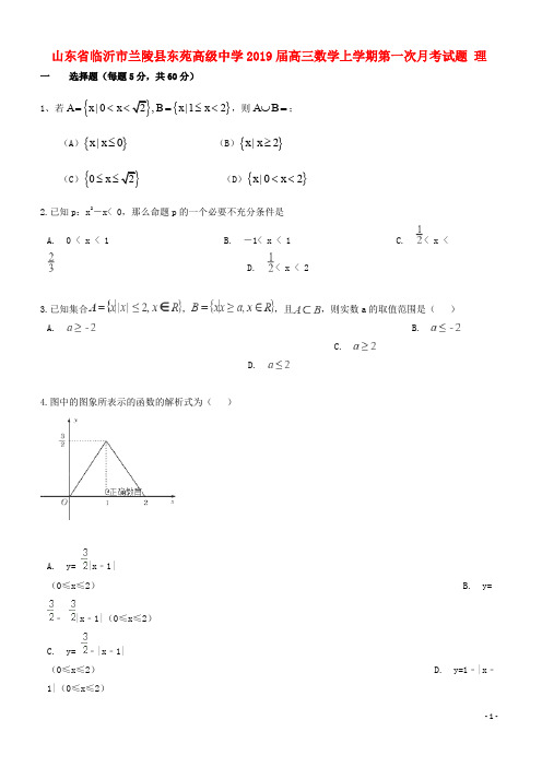 山东省临沂市兰陵县东苑高级中学2019届高三数学上学期第一次月考试题 理