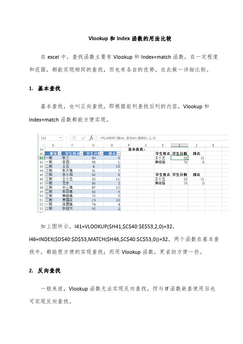 Vlookup和Index函数的用法比较