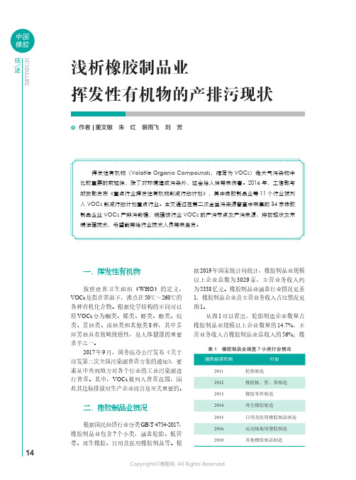 浅析橡胶制品业挥发性有机物的产排污现状