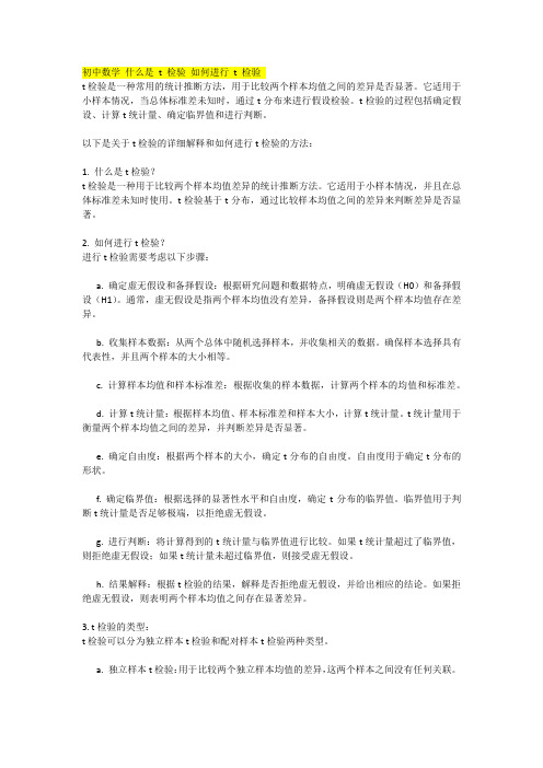 初中数学 什么是 t 检验 如何进行 t 检验