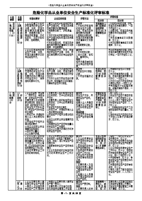 最新版危险化学品从业单位安全生产标准化评审标准