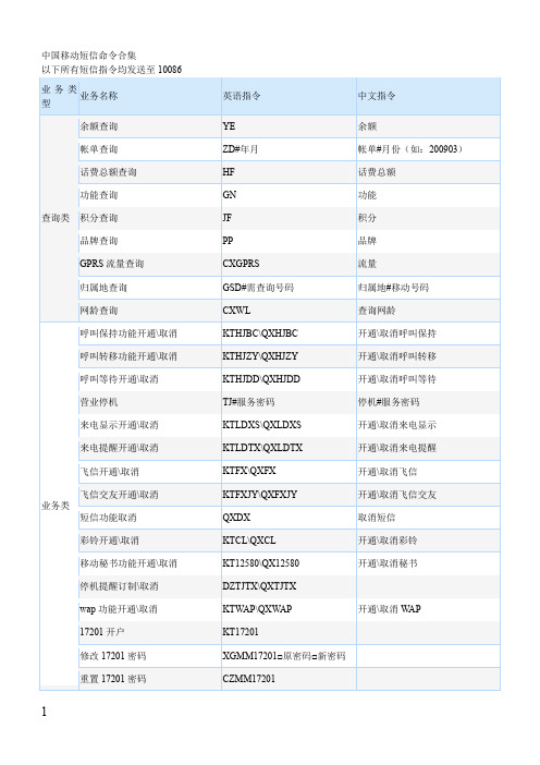 移动短信命令合集