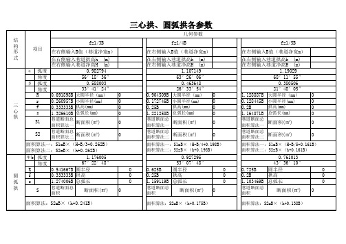 三心拱、圆弧拱各参数