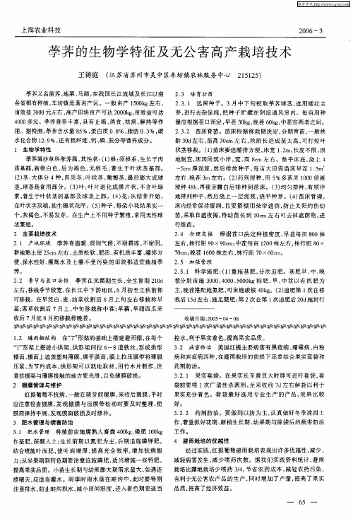 荸荠的生物学特征及无公害高产栽培技术