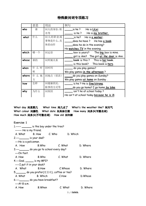 特殊疑问词讲解及练习.(优选)