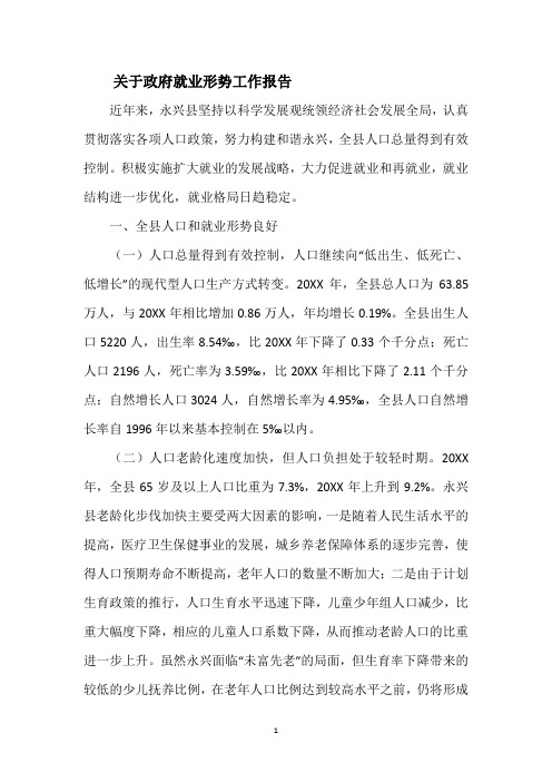 关于政府就业形势工作报告