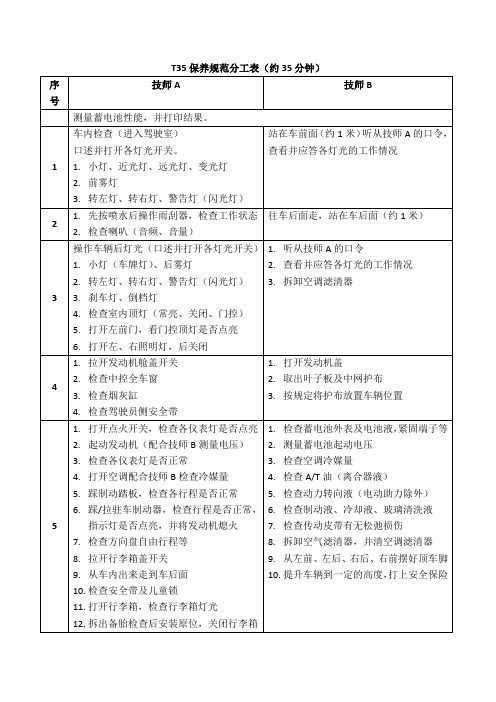 丰田5000公里保养流程表