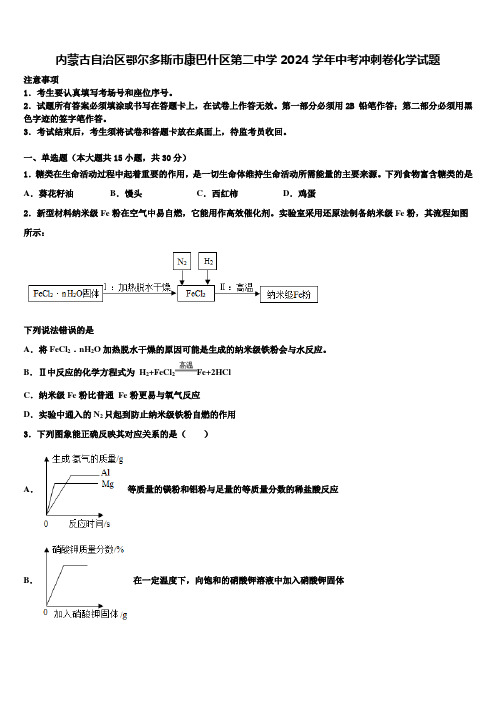 内蒙古自治区鄂尔多斯市康巴什区第二中学2024届中考冲刺卷化学试题含解析