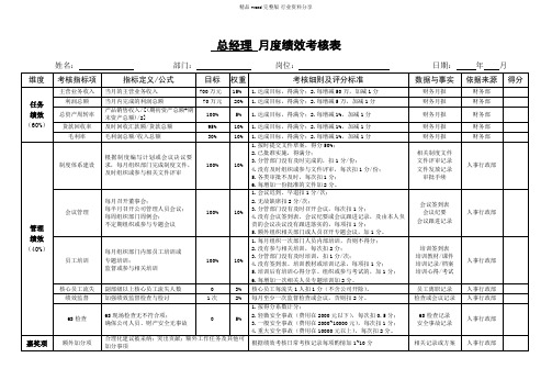 总经理绩效考核表样本