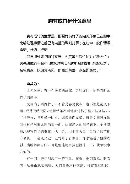 胸有成竹是什么意思