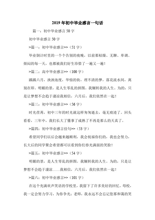 2019年初中毕业感言一句话.doc