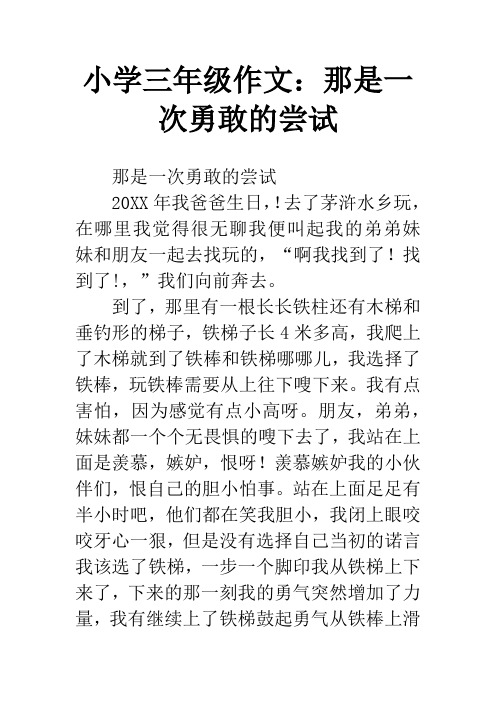小学三年级作文:那是一次勇敢的尝试