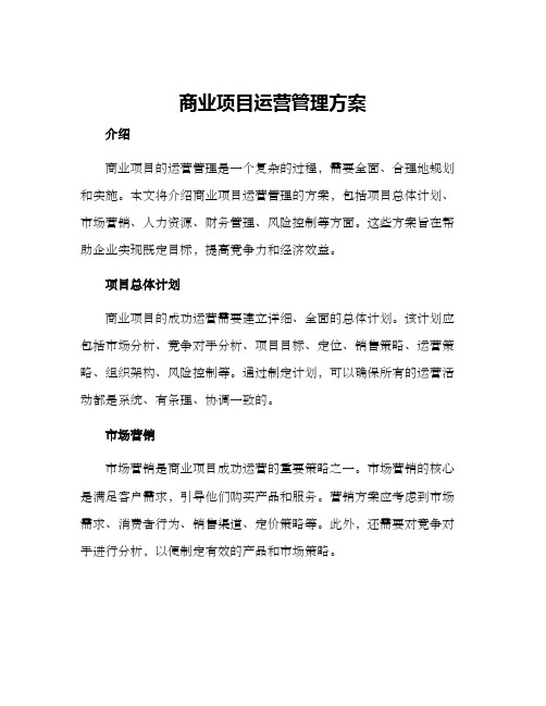 商业项目运营管理方案