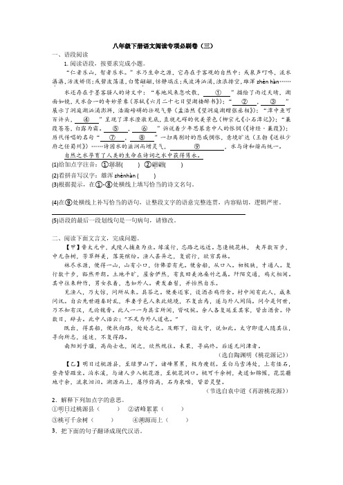 八年级下册语文阅读专项必刷卷3 试卷(含答案)