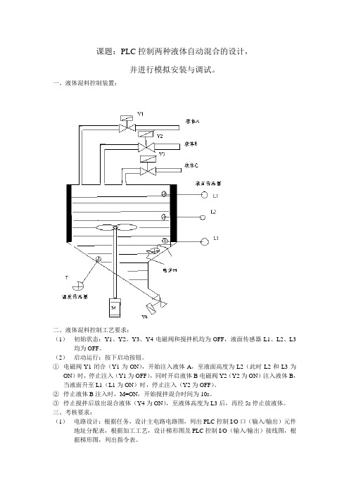 PLC控制两种液体自动混合的设计