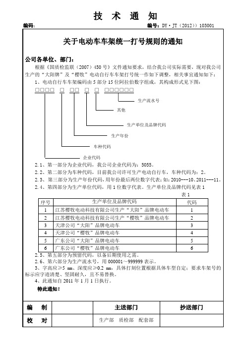 车架号码刻印规则