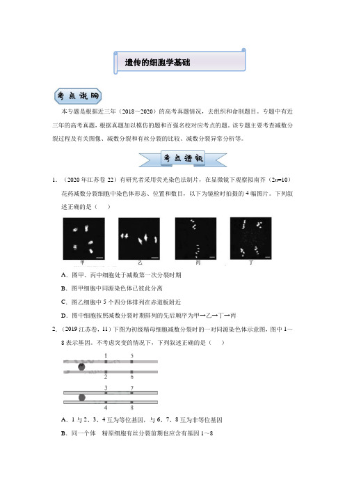 2021届老高考二轮复习生物小题必练：遗传的细胞学基础 含答案