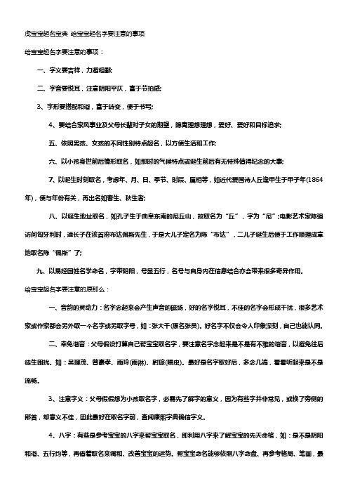 虎宝宝起名宝典给宝宝起名字要注意的事项