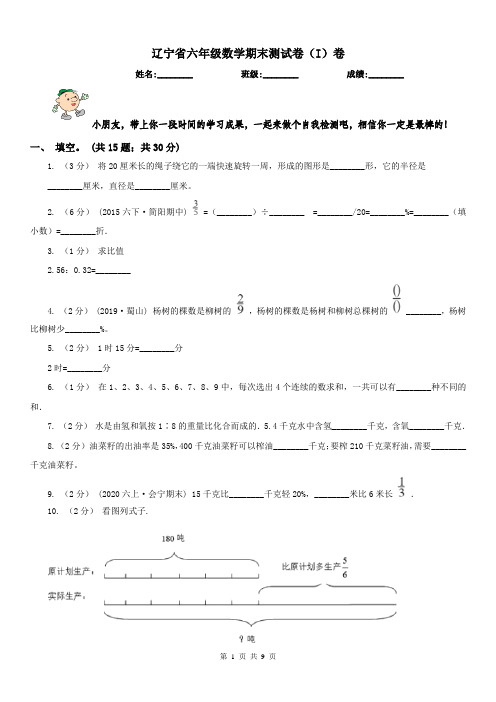 辽宁省六年级数学期末测试卷(I)卷