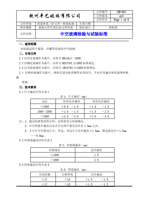 中空玻璃检验试验标准