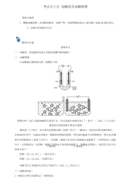 【优化设计】高考化学一轮复习(第四辑)考点五十五电解池及电解原理(含解析).doc