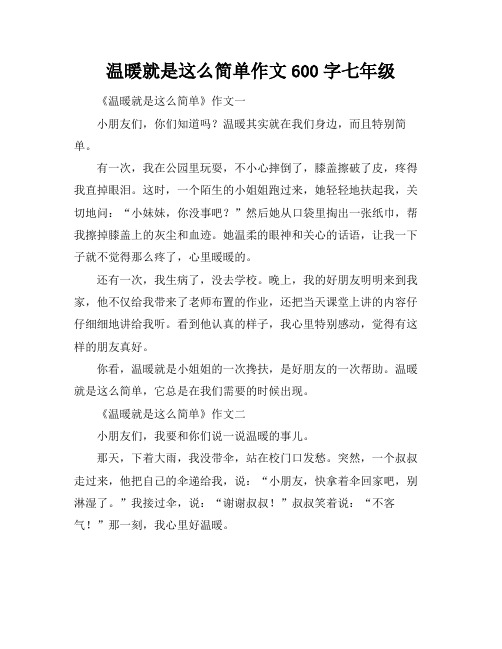 温暖就是这么简单作文600字七年级