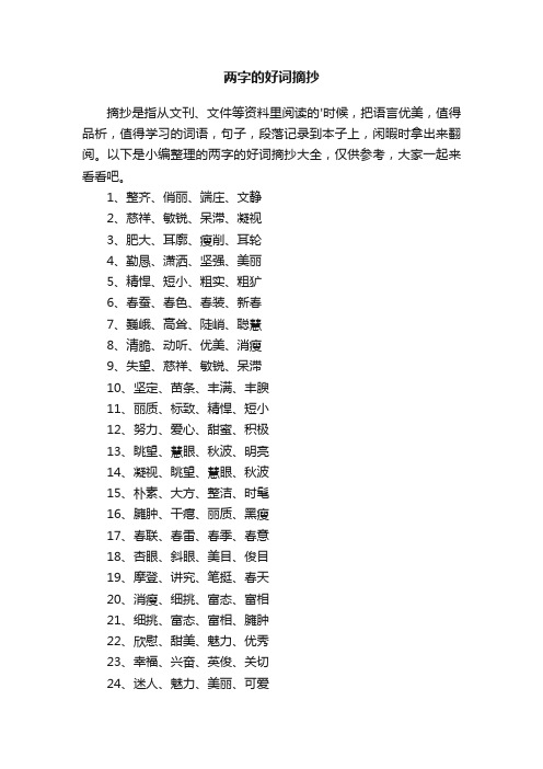 两字的好词摘抄大全