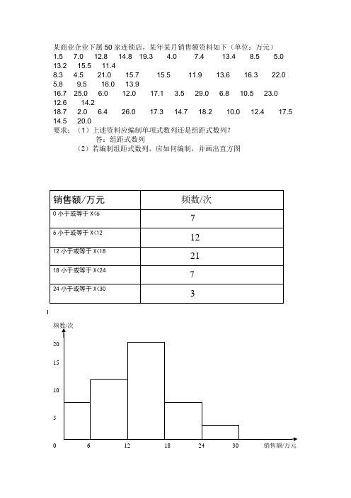 有关销售额的数学统计