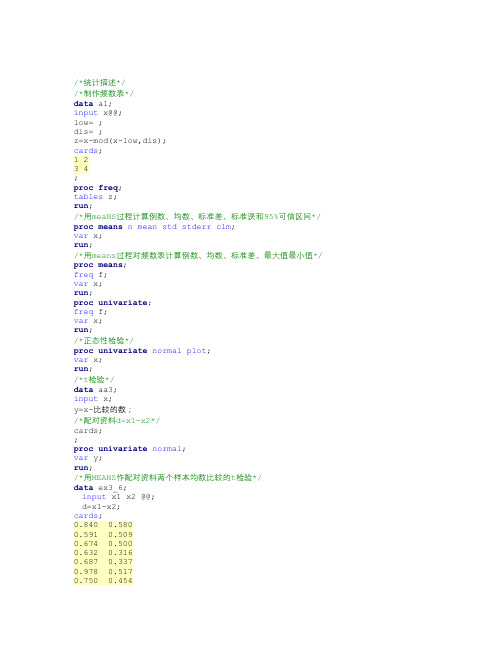 sas统计分析代码