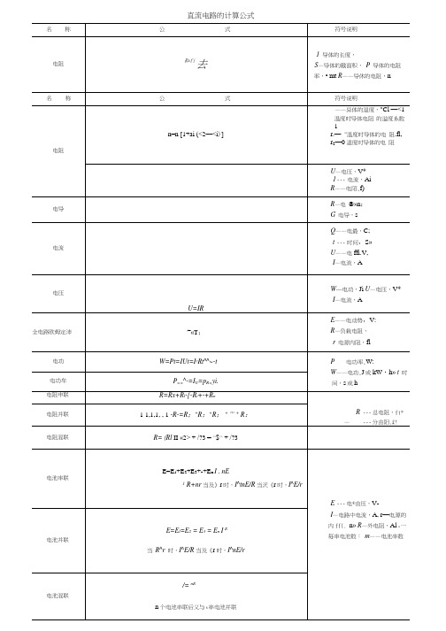 常用电工公式