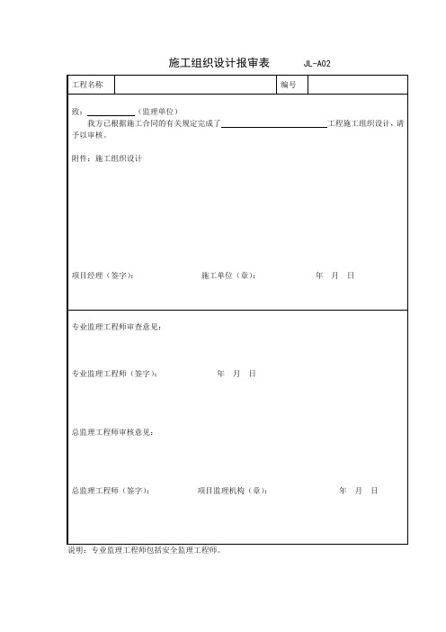 施工组织设计报审表+审批表+施工方案