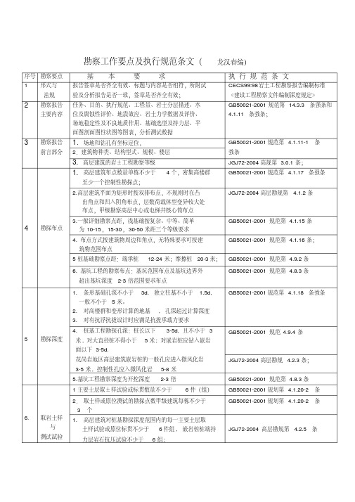 岩土工程勘察要点和规范