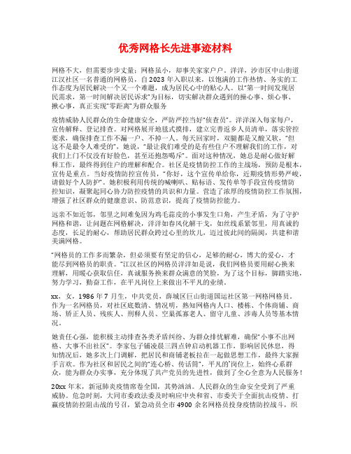 优秀网格长先进事迹材料