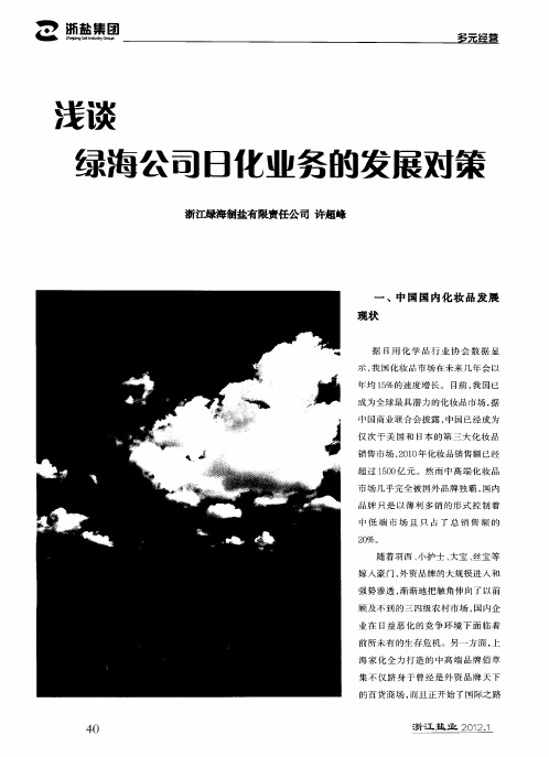 浅谈绿海公司日化业务的发展对策