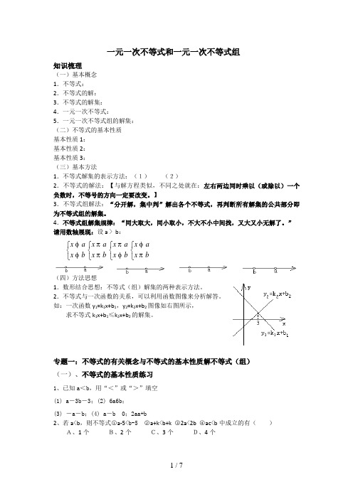 一元一次不等式和一元一次不等式组