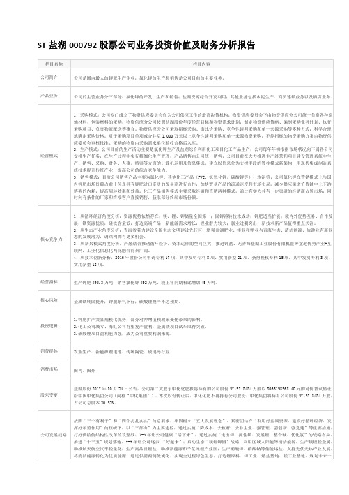 ST盐湖000792股票公司业务投资价值及财务分析报告