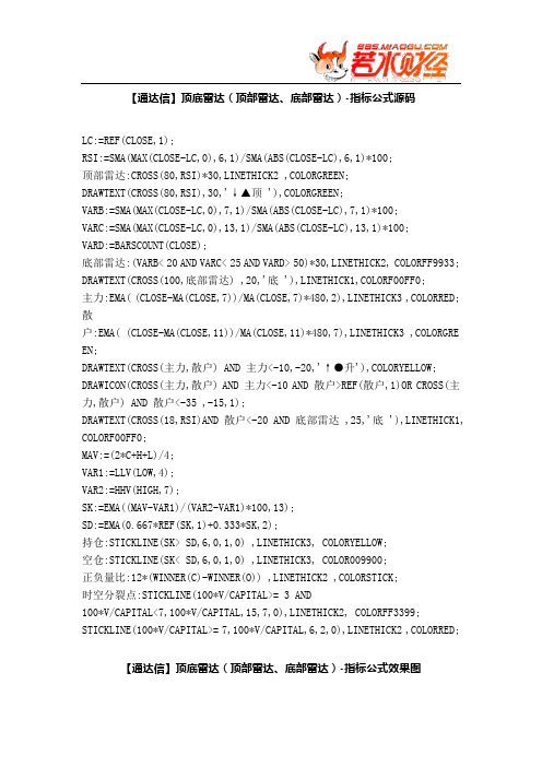 【股票指标公式下载】-【通达信】顶底雷达(顶部雷达、底部雷达)