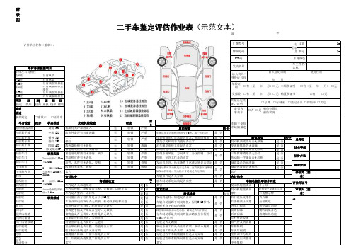 中国汽车流通协会二手车鉴定评估作业表单