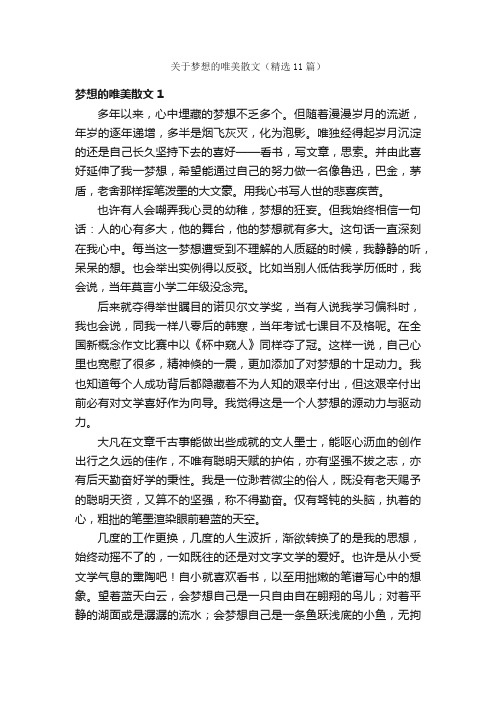 关于梦想的唯美散文（精选11篇）