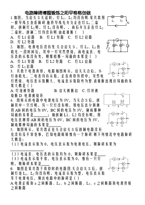 物理电路故障分析(练习题)