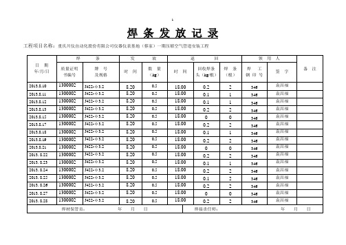 焊条发放记录