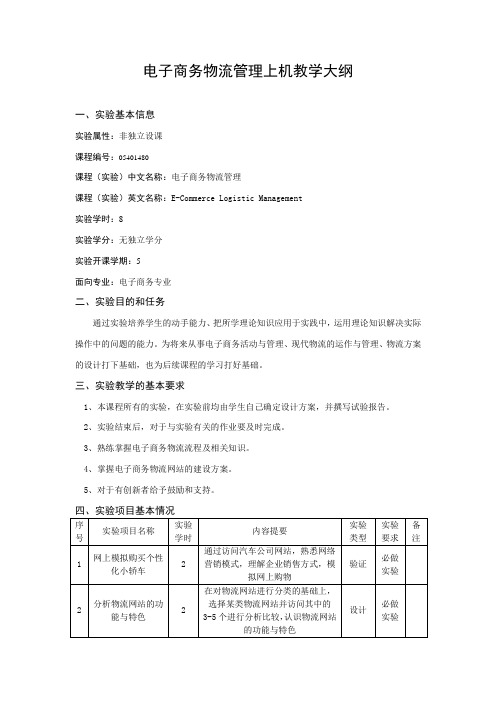 电子商务物流管理上机教学大纲