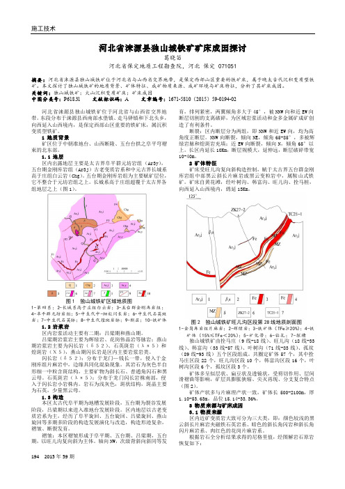 河北省涞源县独山城铁矿矿床成因探讨